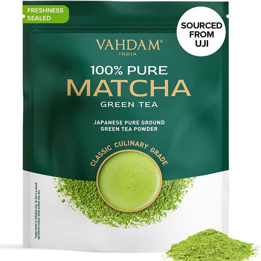 VAHDAM, Japanese Matcha Tea Powder (50 Cups,3.53oz) Sourced from Japan, Authentic Japanese Matcha Green Tea Powder, Classic Culinary Matcha From Japan