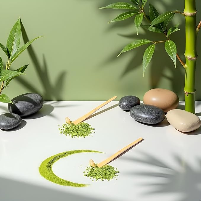 2Pcs Bamboo Matcha Scoop - Traditional Chashaku Tea Spoon for Tea Ceremony - Elegant White Design - Tea Accessories - 18cm Size