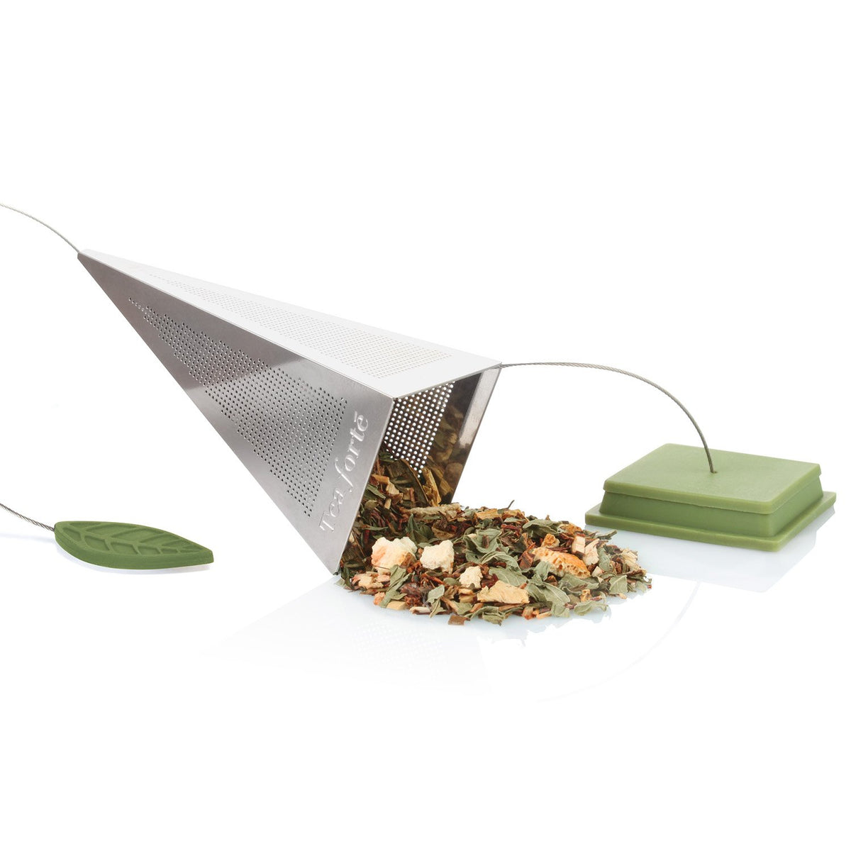 Tea Forte Loose Leaf Pyramid Tea Infuser, Stainless Steel Fine Mesh