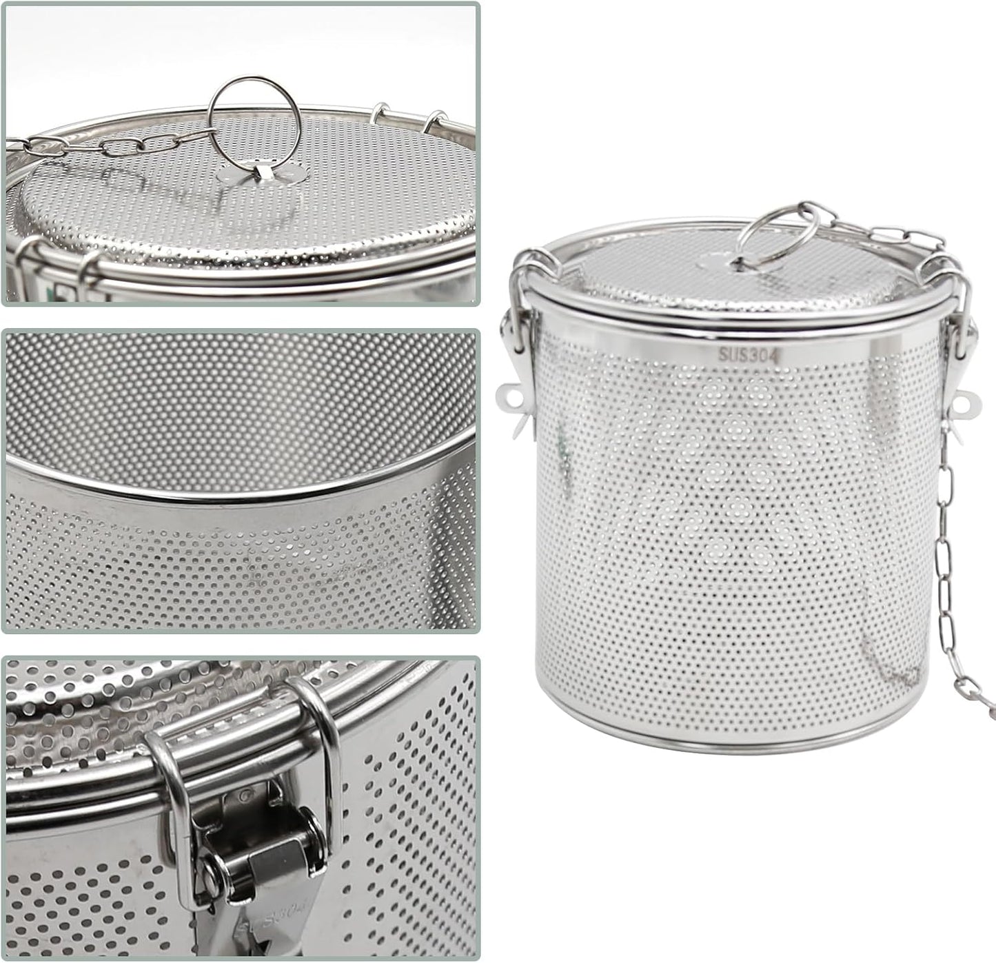 Tea Infuser, Stainless Steel Seasoning Strainer Tea Ball Filter Soup Seasonings Seperation Basket Spice Filter Tea Sieve for Home Restaurant Kitchen (5.11 x 5.7 inch)