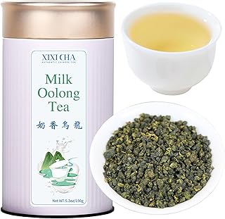 XIXICHA Milk Oolong Tea Loose Leaf Jin Xuan Milk Oolong Taiwan High Mountain Tea Authentic Taiwanese tea No additives Natural Creamy Aroma Taste（120 cups） 5.3oz/150g 台湾高山茶叶 奶香乌龙茶