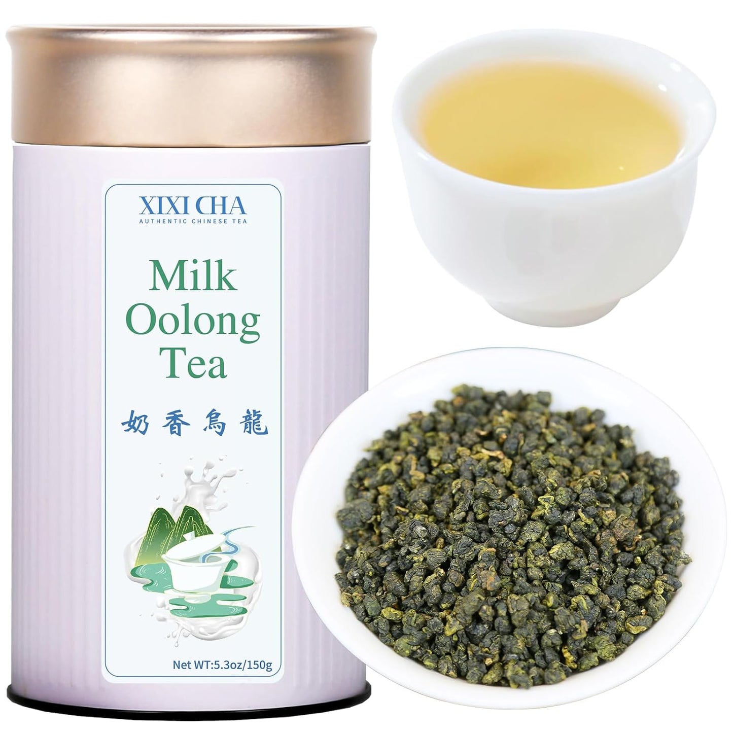 XIXICHA Milk Oolong Tea Loose Leaf Jin Xuan Milk Oolong Taiwan High Mountain Tea Authentic Taiwanese tea No additives Natural Creamy Aroma Taste（120 cups） 5.3oz/150g 台湾高山茶叶 奶香乌龙茶