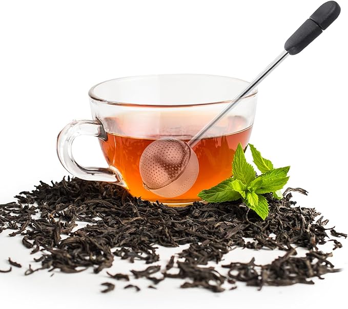 uxcell 2 Pcs Tea Infuser Filter, Loose Tea Steeper, Stainless Steel Tea Strainer, Tea Ball with Handle for Brew Loose Leaf Tea, Black