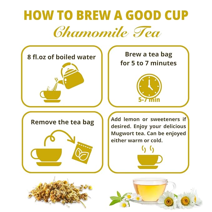Vida Farm 100 Chamomile Tea Bags, Natural Chamomile Flowers Tea Bags, Dried Herbal Flowers, Sugar Free, Caffeine Free, Gluten Free
