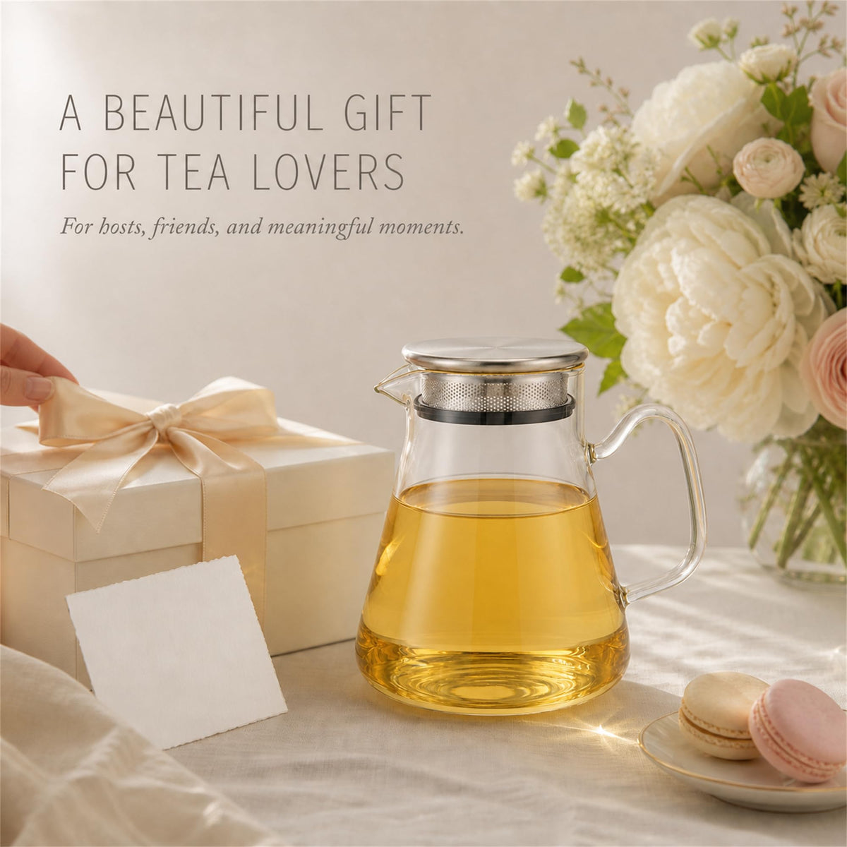 Baalaka Glass Teapot with Infuser, Stovetop Glass Tea Kettle, 33oz/1000ml