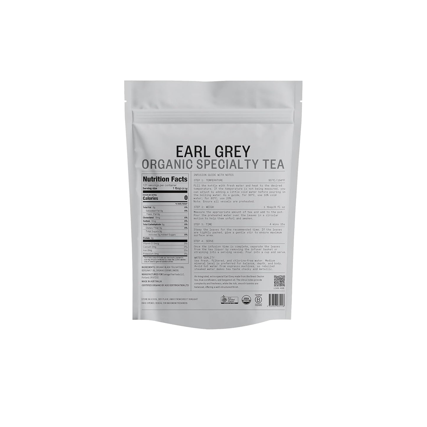 Chamellia Organic Earl Grey Tea Loose Leaf - 13oz (375g)(Camellia Sinensis) Single unit