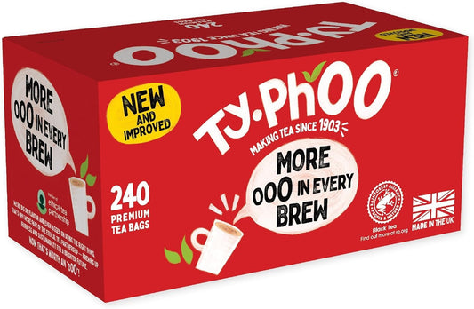 Typhoo Tea Bags, 240 Premium Black Tea Bags, Full Flavored English Tea, Ethically Sourced Tea Leaves, Packed in the UK, Refreshing Everyday Blend.
