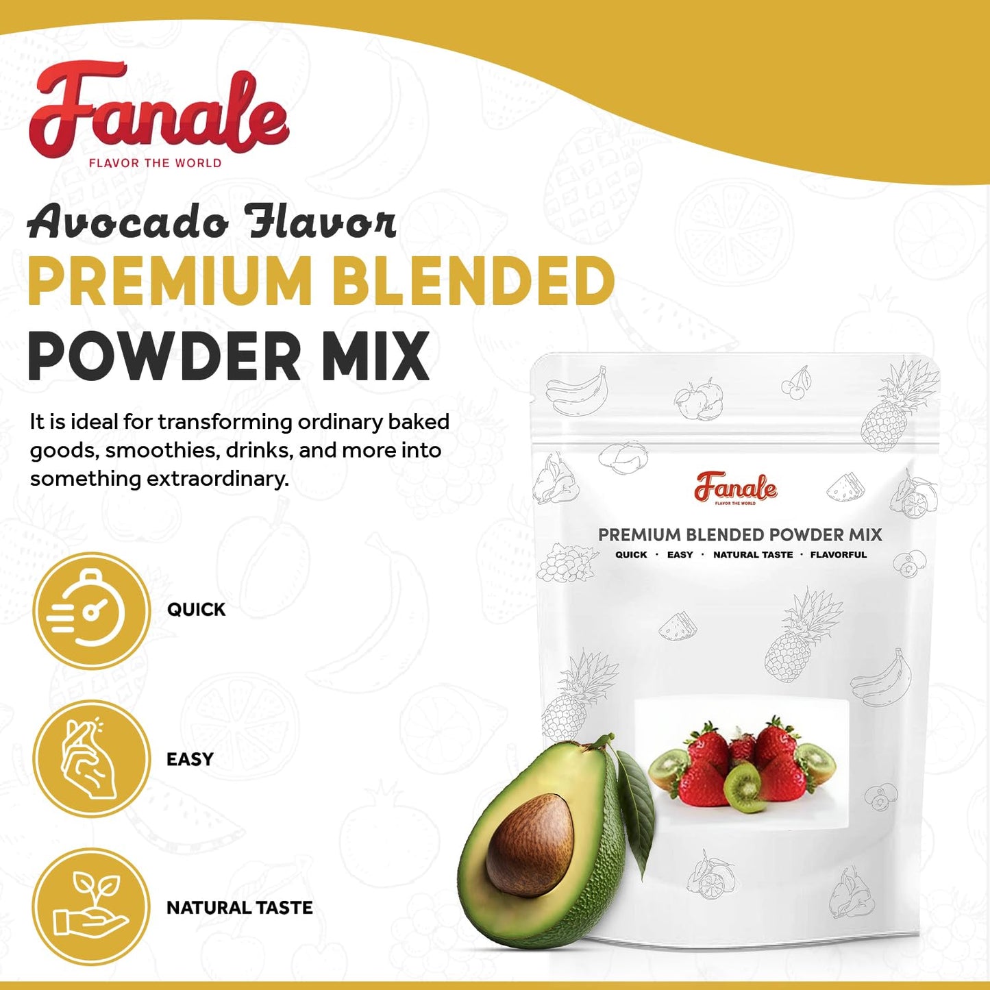Fanale Avocado Milk Tea Powder, Instant Flavoring Powder, 2.2lbs Pack of 20 | Instant Flavoring Mix Perfect for Boba Milk Tea, Smoothies, Baking &amp; Desserts. Rich &amp; Creamy Beverage Powder, Easy to Prep