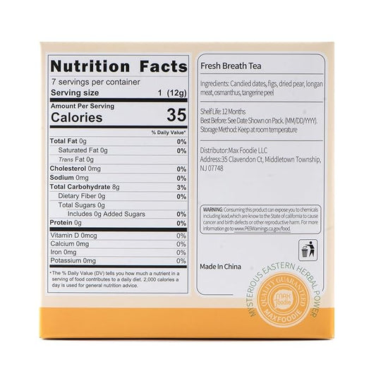MAX Foodie Fresh Breath & Hydration Boost Herbal Tea – Osmanthus, Figs, Pear & Tangerine Peel, 7 Tea Bags (70g, 10g/bag)