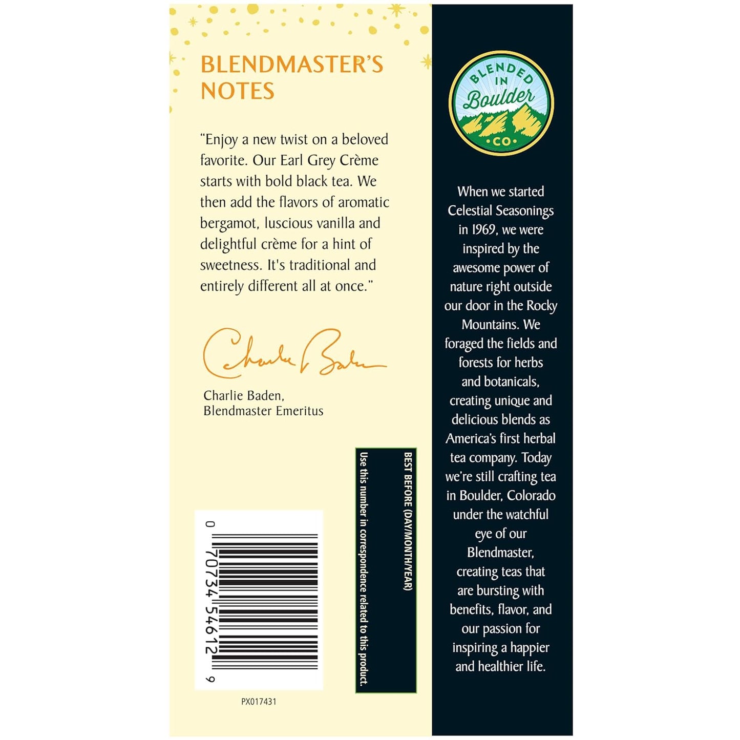 Celestial Seasonings Earl Grey Creme Black Tea 16 tea bags