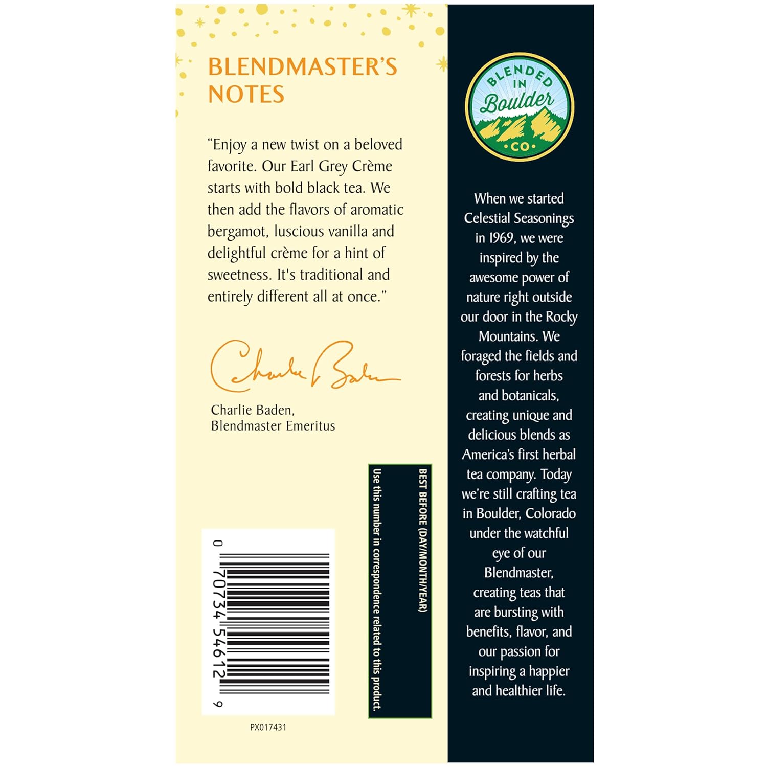 Celestial Seasonings Earl Grey Creme Black Tea 16 tea bags