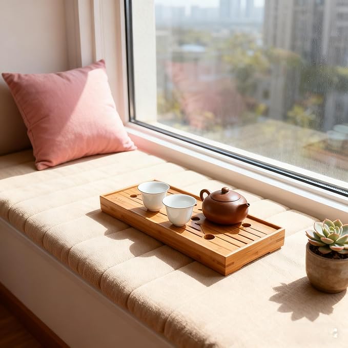 Bamboo Kung Fu Tea Tray with Water Storage Function, Suitable for Multiple scenarios Living Room Balcony Chinese Style 11x4.6x1.38 inches Home