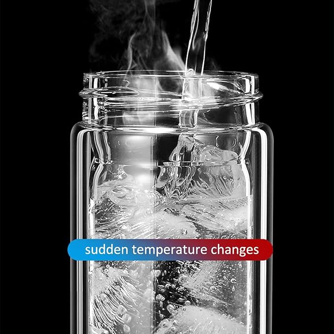 Glass Infuser, 3-in-1 smart Tea Infuser Double Wall Glass Teacup with infuser for Loose Tea, Portable Teas Steeper (Black, 12oz)