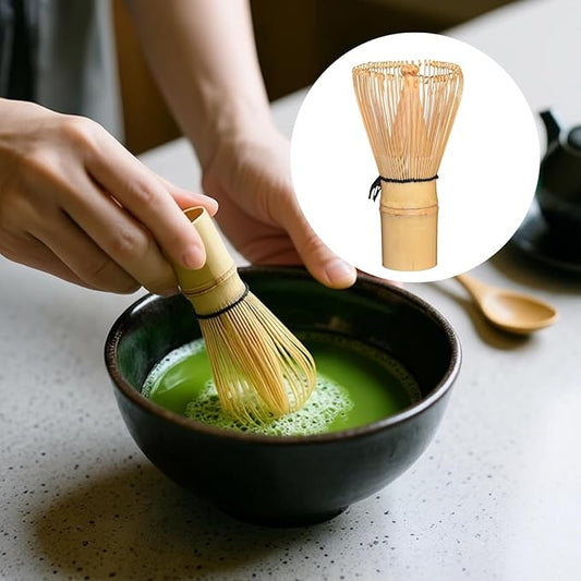 2 Pcs Wood Matcha Whisk Set, 100-Prong Handmade Chasen Whisk, 1.2 x 2.4 x 4.3 in / 3 x 6 x 11 cm, Natural Wood Color, Traditional Tea Ceremony Utensil