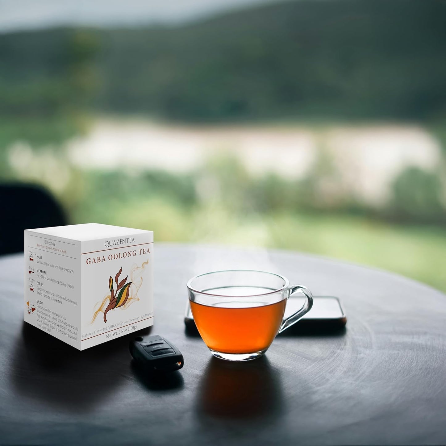 QuaZenTea GABA Oolong Tea Loose Leaf 3.5oz (100g) – Vietnamese High Mountain Oolong, Smooth & Mellow with Roasted Fruit Aroma and Sweet Finish – Gabba Wu Long Tea for Natural Calm Focus & Relaxation, Coffee Alternative