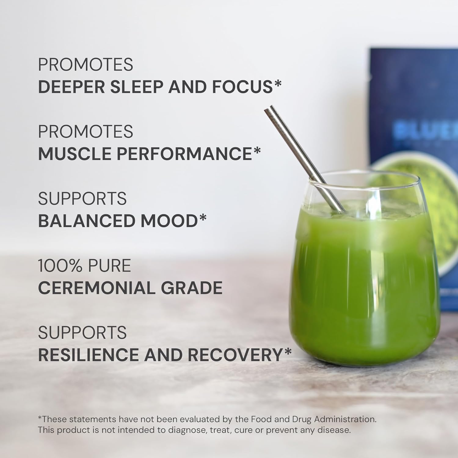 Blueprint Bryan Johnson Matcha Powder – Ceremonial Grade Japanese Matcha – Green Tea for Energy & Focus – Natural Caffeine, Antioxidant-Rich – 30mg L-Theanine- 30 Servings