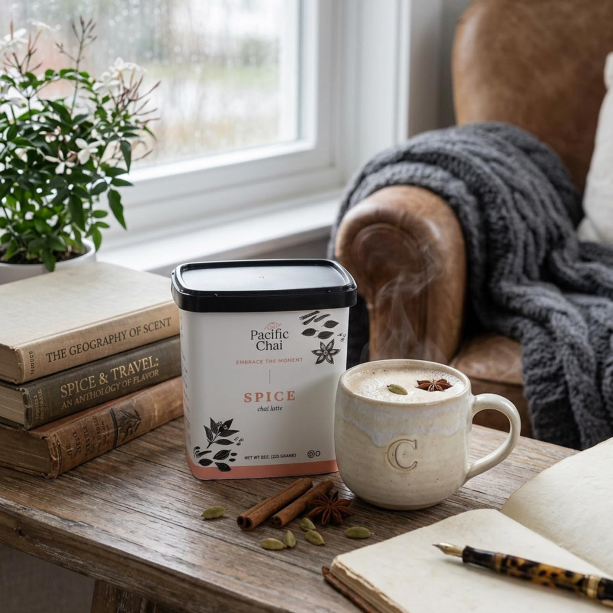Pacific Chai Spiced Chai Latte Mix, Instant Chai Tea Latte Drink Mix, Gluten Free, Kosher Certified Powder Beverage, Café