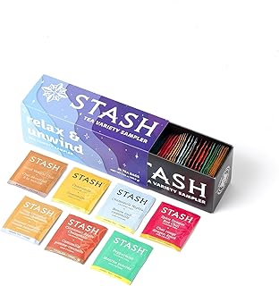 Stash Tea Relax and Unwind Tea Sampler - Assorted Specialty Tea Gift Set, Calming Herbal Teas to Support Relaxation, 7 Flavors, 35 Tea Bags