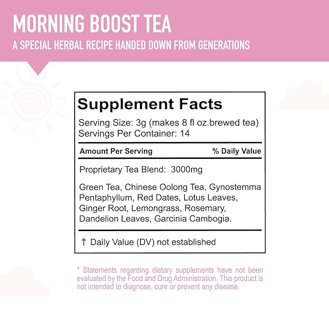 Morning Boost Tea (2 Pack), All Natural Herbal Tea, Non-GMO, Vegan (28 Tea Bags Total)