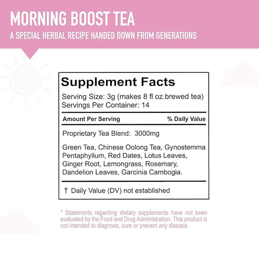 Morning Boost Tea (2 Pack), All Natural Herbal Tea, Non-GMO, Vegan (28 Tea Bags Total)