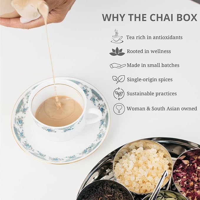 The Chai Box Ultimate Tea Lover's Gift Set - Featured in Oprah's Favorite Things | Caffeinated and Caffeine Free Loose-Leaf Tea Gift Box (Pack of 4) 10 oz | Small Batch Assorted Tea Sampler with Whole, Premium Spices