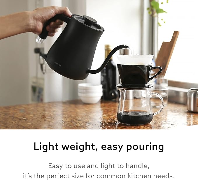 Balmuda The Kettle, Electric Gooseneck Kettle, Lightweight, Stainless Steel, 0.6L (20fl oz) Capacity, Neon Light Indicator