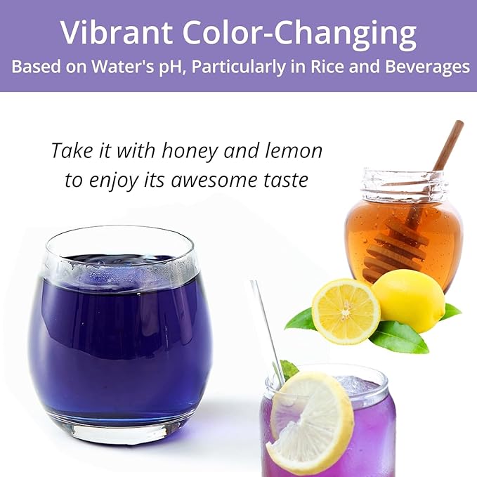 60 Dried Butterfly Pea Flower Tea Bags, VitalForest Butterfly Blue Pea Flower Tea, Premium Caffeine Free, Non-GMO, for Cooking, Iced Tea, Coolers