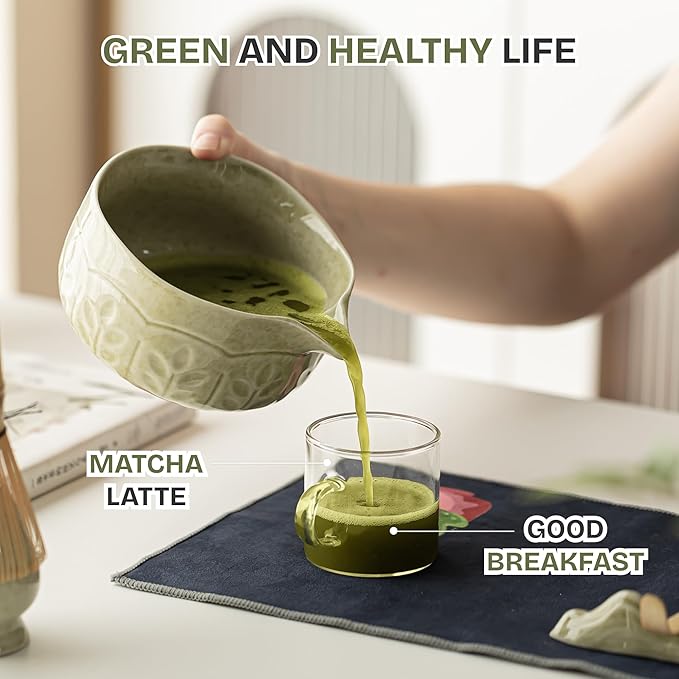 Matcha Whisk Set Black, 8 Pcs Matcha Set with Bowl (Chawan)/Whisk/Holder & Accessories, Matcha Kit for Ceremony, Traditional Tea Set for Making Latte
