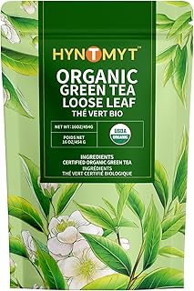 HYNTMYT Organic Green Tea Loose Leaf, USDA Organic Green Tea, Smooth & Crisp Taste, Lower Caffeine, 16oz