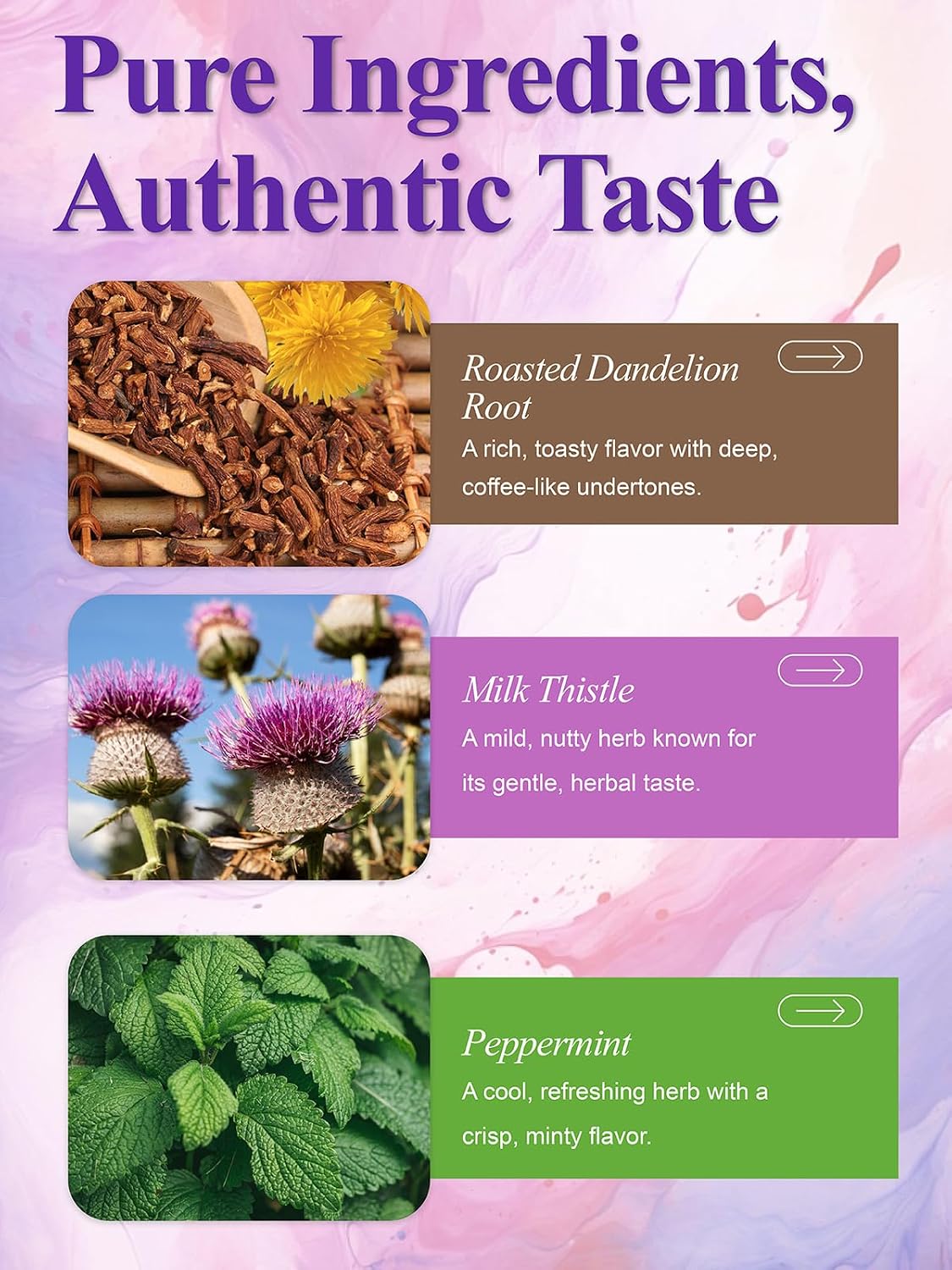 LOOMICA Roasted Dandelion Root with Milk Thistle &amp; Peppermint Tea, 20 Ct | Caffeine-Free, Toasted Nutty Flavor, Coffee Alternative, Bold &amp; Smooth, Individually Wrapped, Daily Herbal Tea