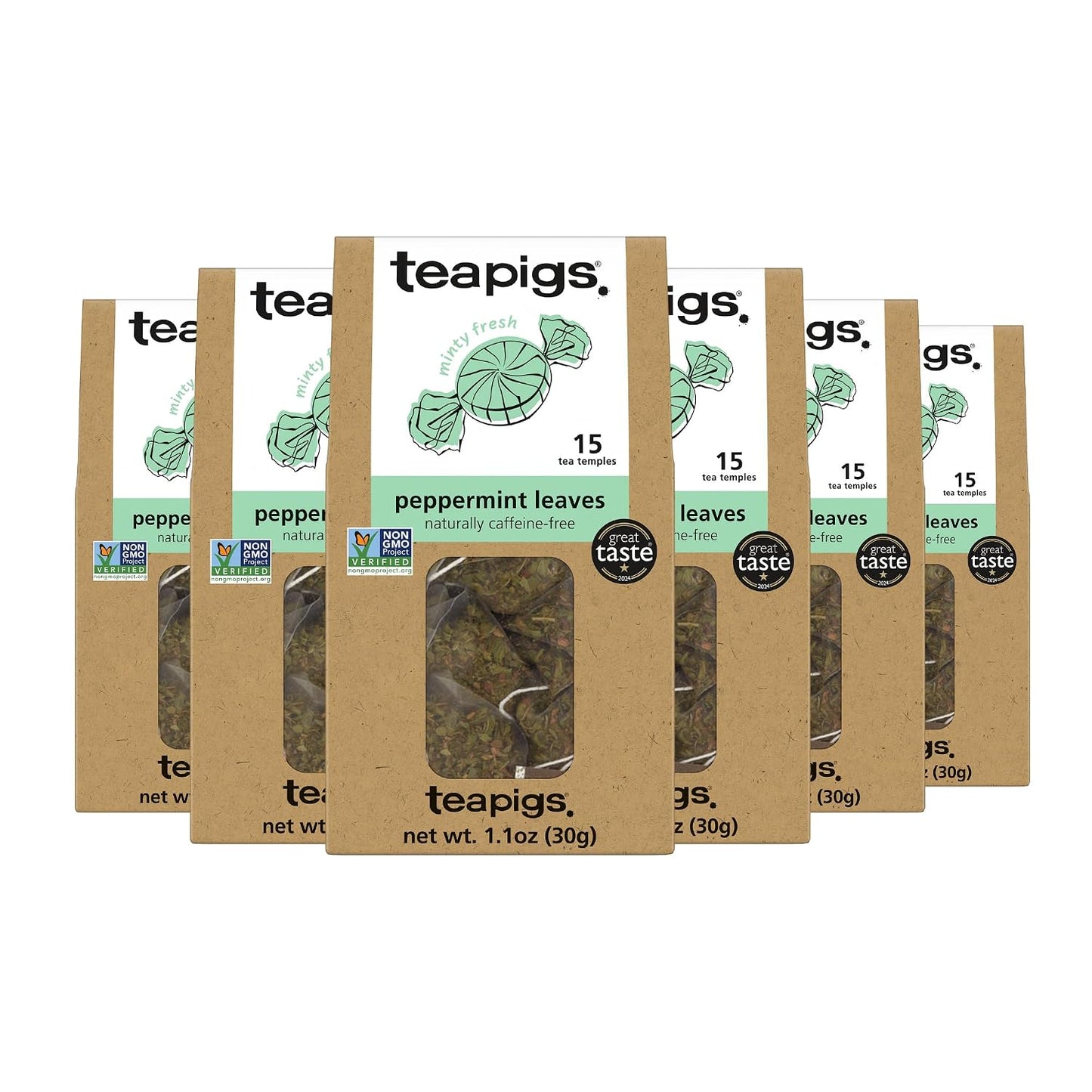teapigs, Peppermint Leaves Tea, Made with Whole Leaves, Whole Leaf Tea Temples, 90 Count, Cool, Crisp &amp; Refreshing