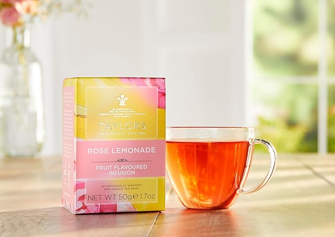 Taylors of Harrogate Rose Lemonade Infusion Individually Wrapped Bags, 20 Count (Pack of 6), Zingy, Refreshing and Fragrant, Caffeine-Free