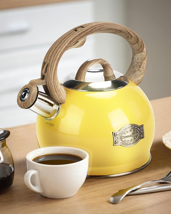 Stovetop Tea Kettle, 2.1 Quart Stove Top Whistling Tea Kettles,Water Teapot Induction Tea Kettle with Food Grade Stainless Steel and Silicone Anti-Hot Handle, Suitable for All Heat Sources