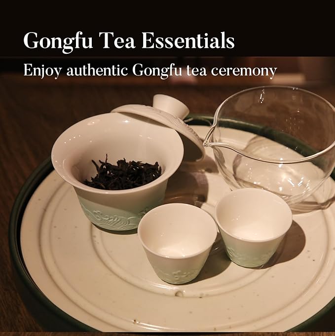 Ceramic Chinese Gongfu Tea Set, Relief Texture, Smooth Glaze, Gaiwan Tea Set for Adults, Suitable for 1-2 People, Home, Travel, Gift for Tea Lovers
