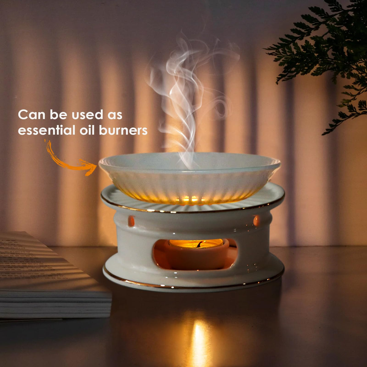 KAYCROWN Teapot Warmer, Ceramic Tea Warmer with Tealight Holder, Teapot Heater for Heating Coffee, Milk, Tea Light Heater