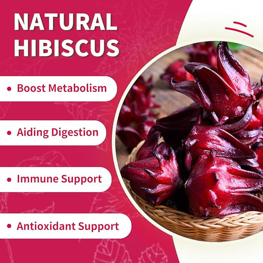 Tempoak Hibiscus Flowers Tea Bags - 60bags Pure & Natural Hibiscus Tea Herbal Tea, Caffeine Free, No Additives, No Sugar, Non-gmo, No Gluten