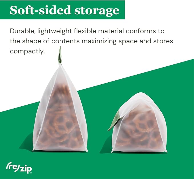 (re) zip Reusable Kitchen and Pantry Food Storage Bags – 2-Piece BPA-Free Leakproof Organization for Snacks, Chips, Cereal, Dry Goods – Airtight, Freezer and Dishwasher Safe, Aqua & Cobalt