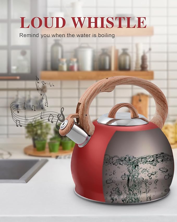 Tea Kettle Stovetops, 2.7 Quart Food Grade Stainless Steel Water kettles for Stove Top Teatop with Anti-hot Ergonomic Handle
