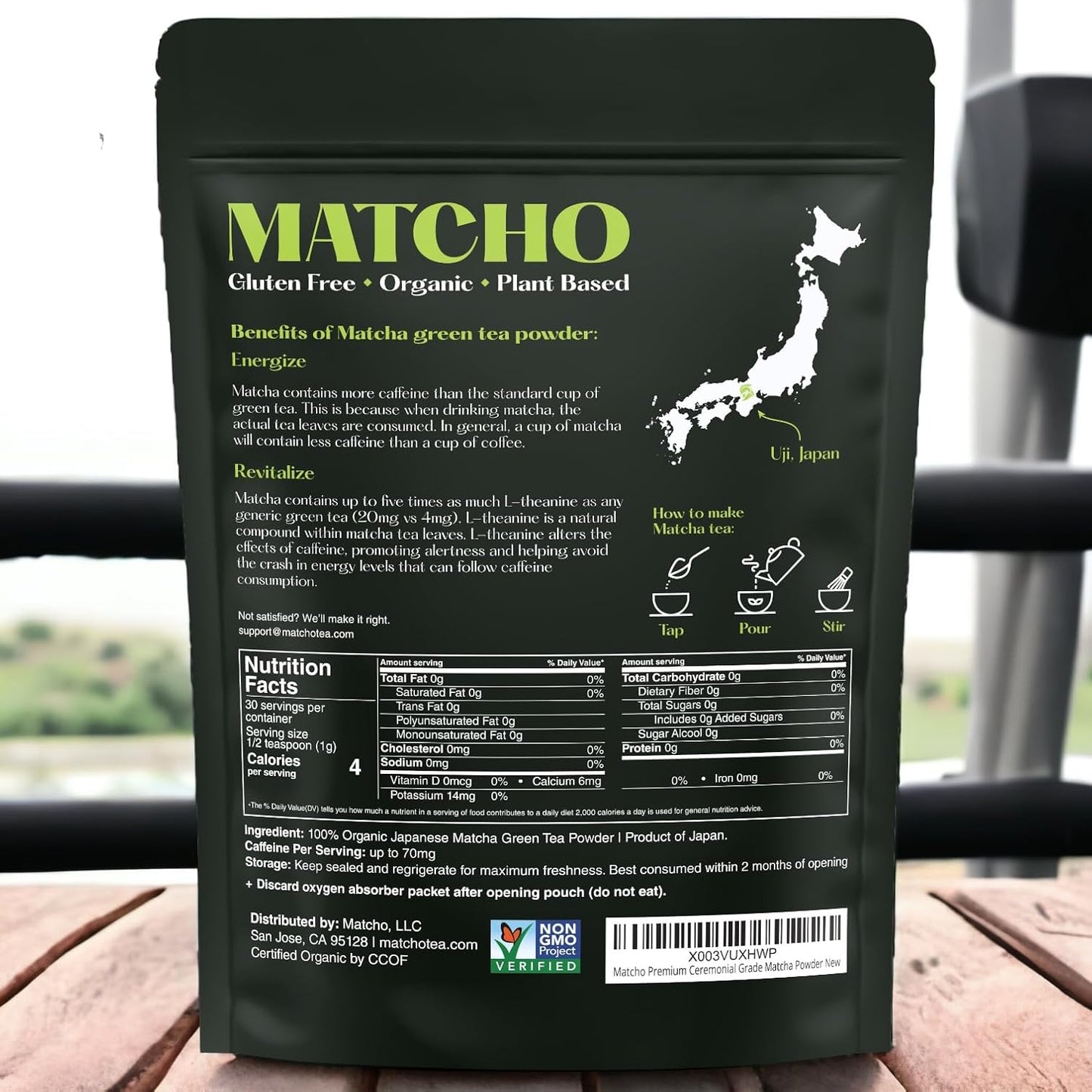 Matcho | Premium Matcha – Organic First Harvest Ceremonial Grade Matcha Green Tea Powder from Uji, Kyoto (30g/1.06oz)
