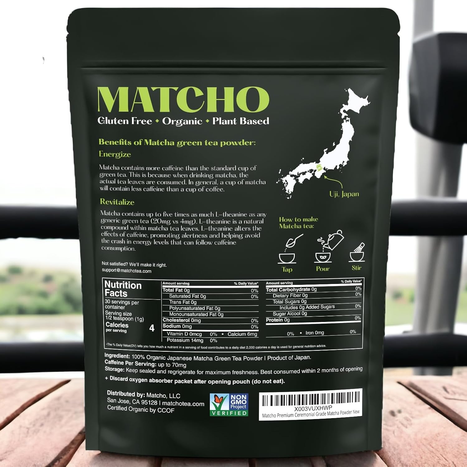 Matcho | Premium Matcha – Organic First Harvest Ceremonial Grade Matcha Green Tea Powder from Uji, Kyoto (30g/1.06oz)