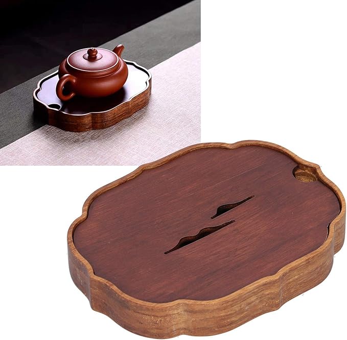 Asixxsix Bamboo Tea Serving Tray with Water Storage, Brown, 20"