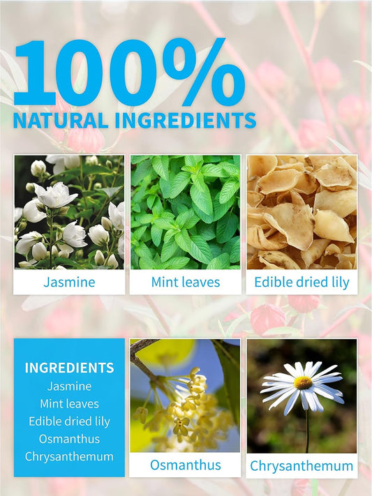 TeeLux Mint Jasmine Herbal Tea Bags, Caffeine Free, 30 Count | Refreshing Mint Blend with Jasmine, Lily, Osmanthus &amp; Chrysanthemum, Sugar Free, Gluten Free, Hot or Iced
