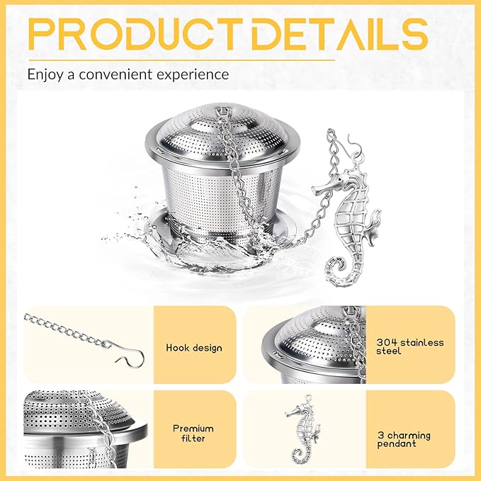 Tea Infusers for Loose Tea 3 Sets Loose Leaf Tea Steeper Tea Strainer Stainless Steel Tea Ball for Loose Tea Holder Tea Mesh Strainer Tea Filters