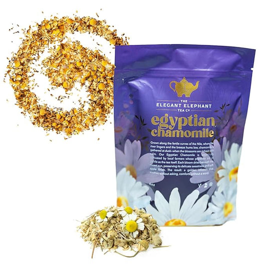 Egyptian Chamomile Tea, Organic Loose Leaf Herbal Tea – Cozy, Calming – Supports Stress Relief, Relaxation & Sleep