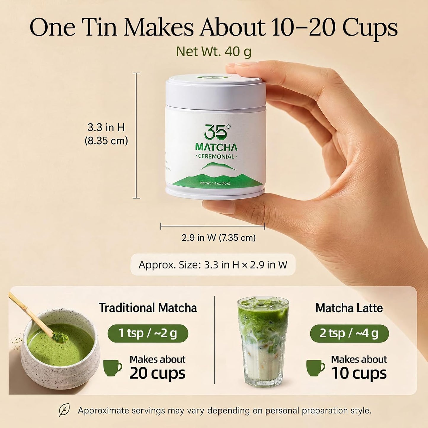 35°N MATCHA Organic Ceremonial Matcha Green Tea Powder, 1.4 oz (40g) | First-harvest, Shade-grown and Stone-milled for a Fine Texture, Balanced Flavor and Smooth Whisking in Lattes or Usucha