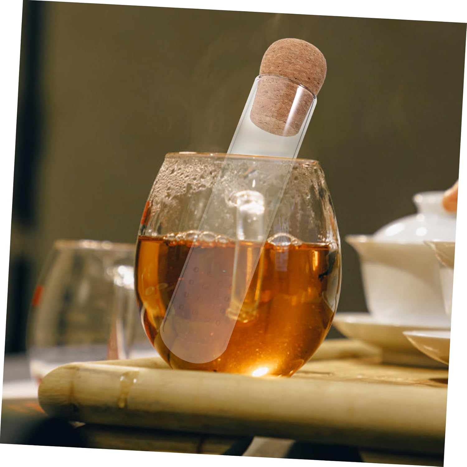 LIFKOME Loose Leaf Tea Infuser Tube Glass Tea Strainer High Borosilicate Filter Convenient Test Tube for Use