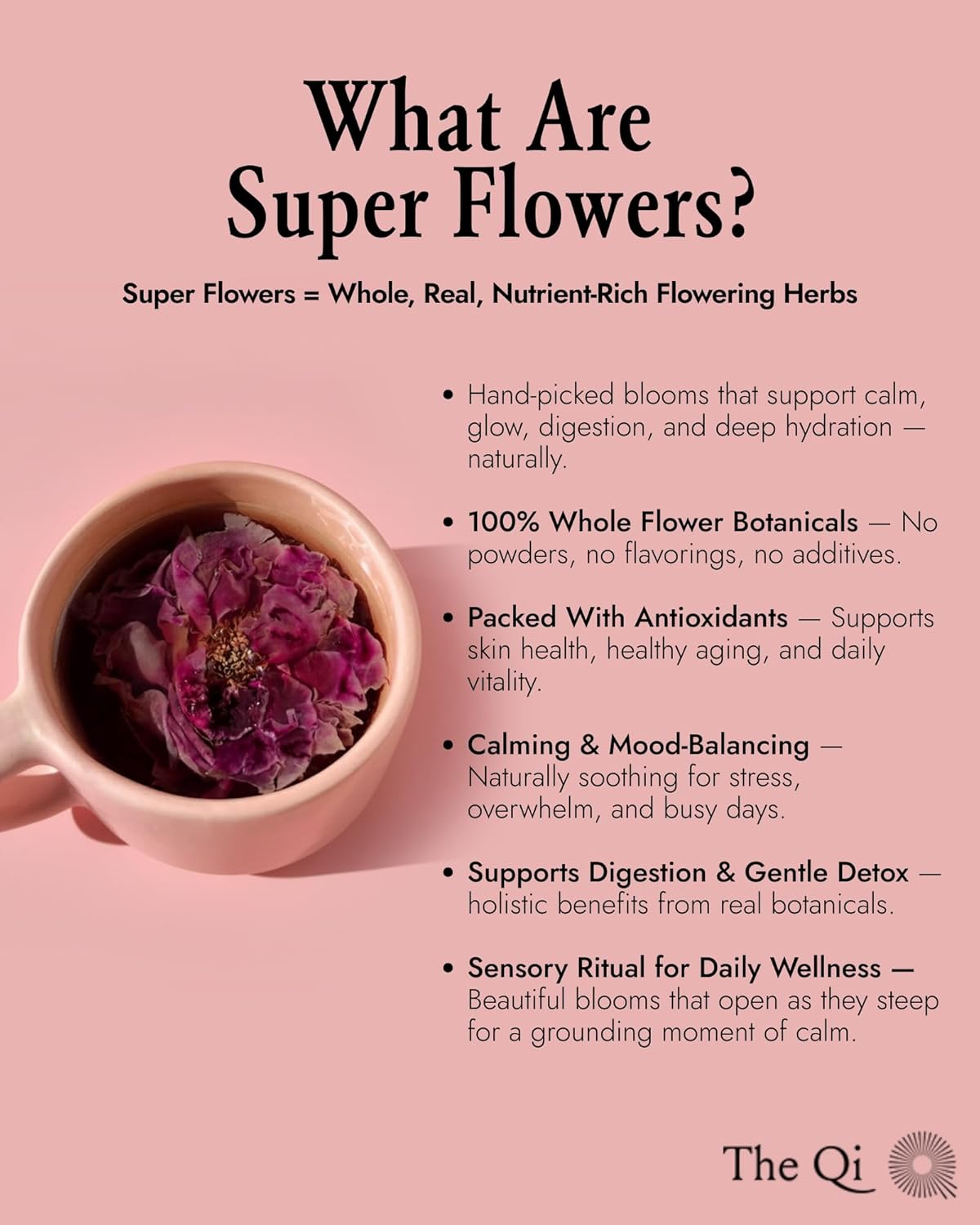 The-Qi Shangri-La Rose Blooming Flower Tea – The Qi 9 Pcs Handpicked Whole Rose Flowers – 100% All Natural Blooming Tea Gift Set for Inner Calm & Relaxation, Caffeine-free – Makes 27 Cups