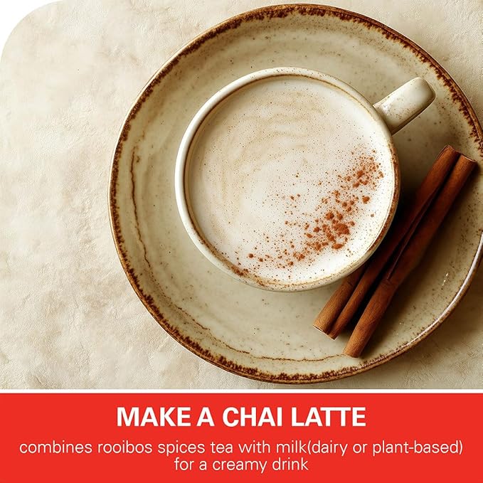 WT Weetee Rooibos Chai Tea Bags, South African Red Tea with Cinnamon, Cloves, Cardamom, Natural Caffeine-free Herbal Tea, 50 Counts Spiced Rooibos Tea