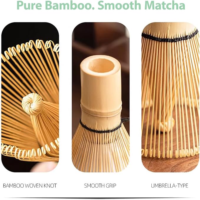Matcha Whisk Kit Set of 6 includes Matcha Bowl, Matcha Bamboo Whisk, Scoop, Spoon Sifter, Whisk Holder Tea Accessories Gift for Tea Lovers(White Sand)