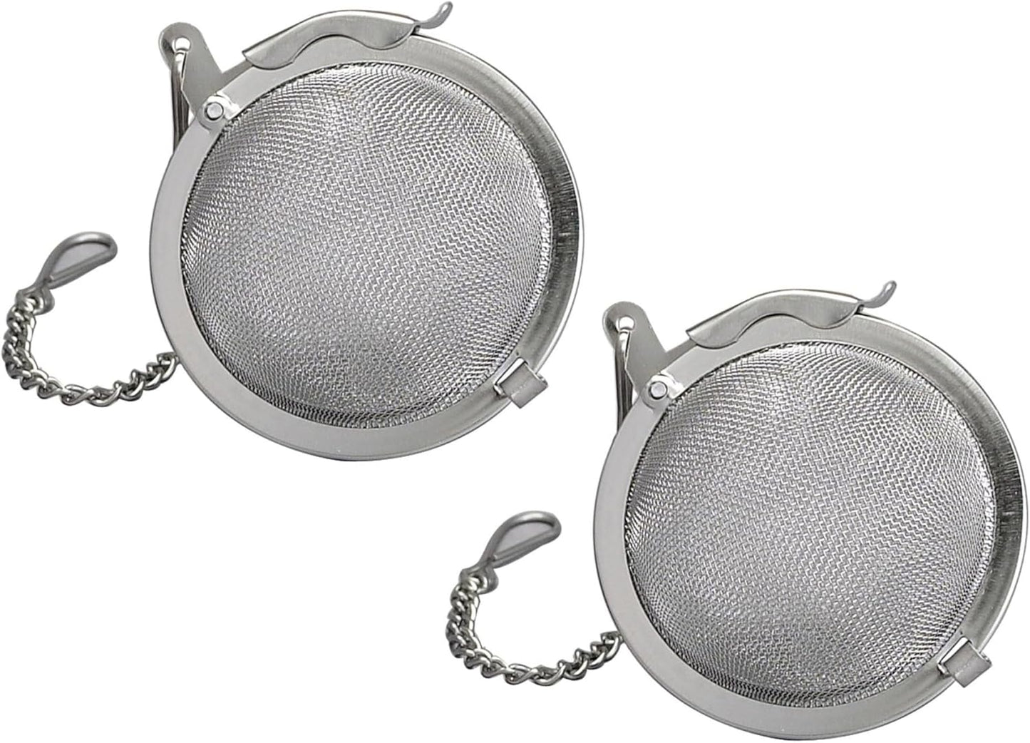 HIC Kitchen Mesh Ball Tea Infusers, 18/8 Stainless Steel Mesh For Loose Leaf Tea and Mulling Spices, Set of 2, 2-Inch